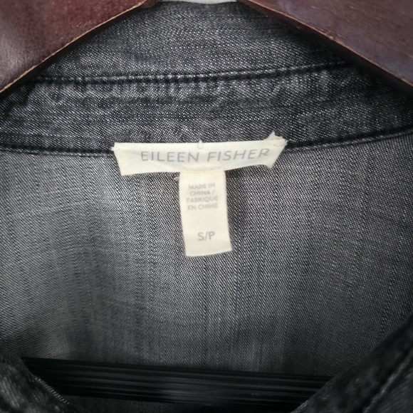 Eileen Fisher Tencel Charcoal Popover Tunic Top Minimalist Quiet Luxury Size S - Picture 4 of 8